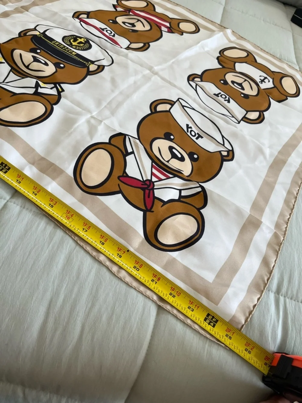 Moschino Beige & White Teddy Sailor Print Scarf Panel
